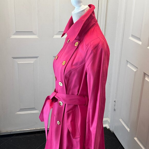 NWT! INC International Concepts Womens Hot Pink Double Breasted Trench Coat Sz M - Picture 6 of 14
